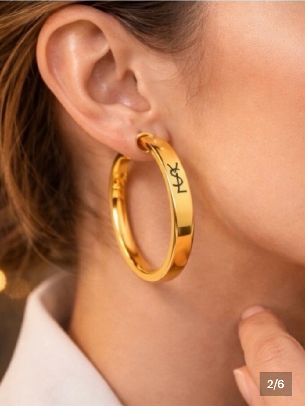 Gold Hoop Earrings with Engraved Logo. INDISTINGUISHABLE. 💯💥💣🫦